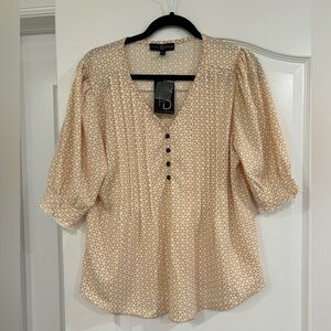 NWT Fred David V Neck Women’s Blouse With Elastic Sleeves